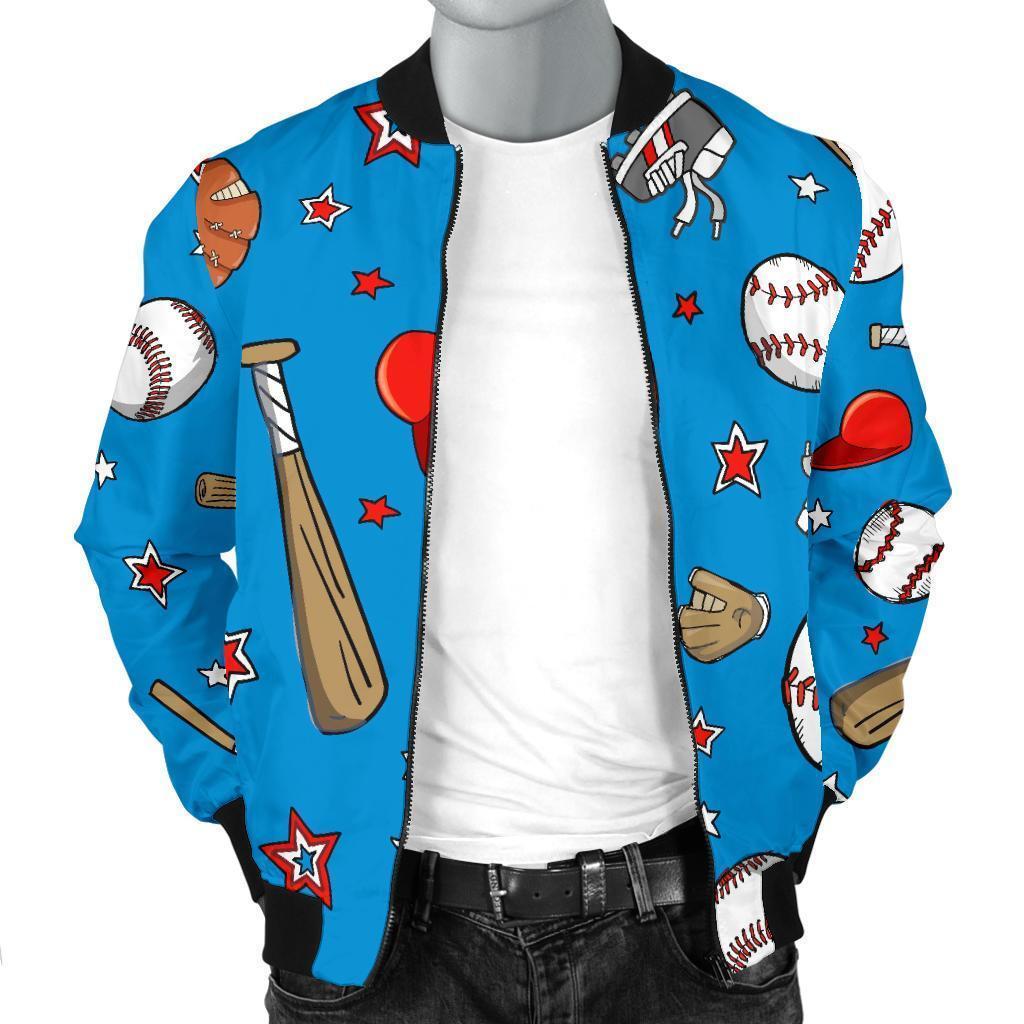 Baseball Pattern Print Men's Bomber Jacket-grizzshop