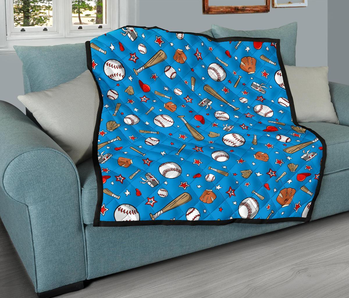 Baseball Pattern Print Quilt-grizzshop