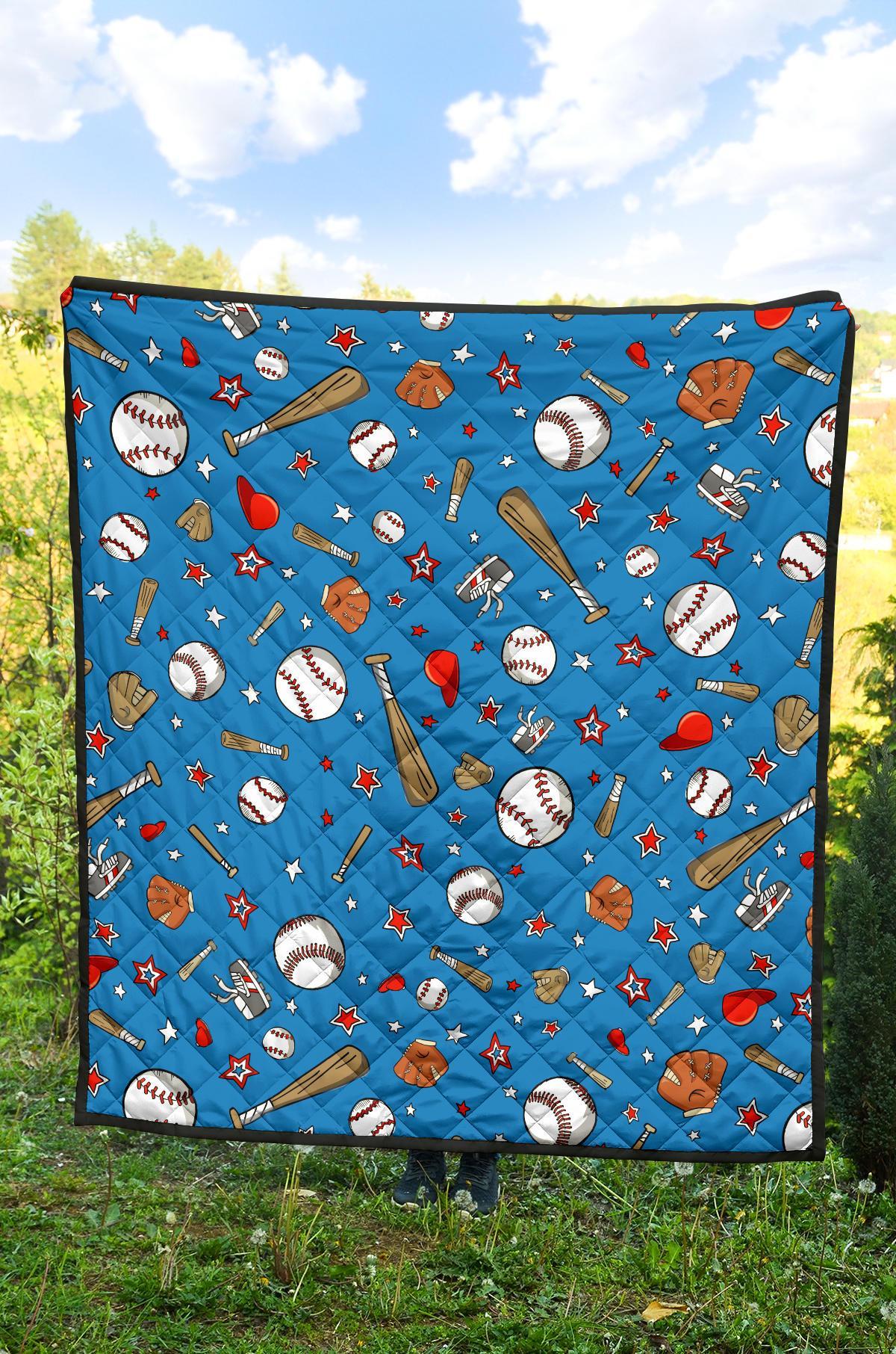Baseball Pattern Print Quilt-grizzshop