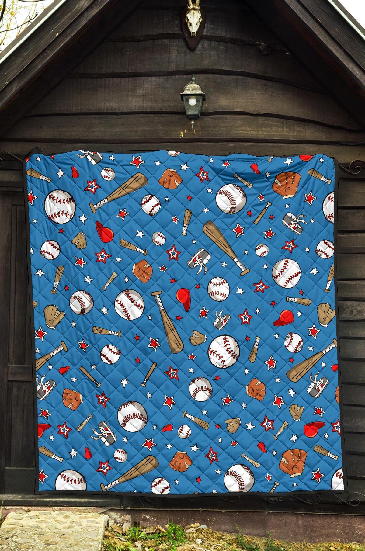 Baseball Pattern Print Quilt-grizzshop