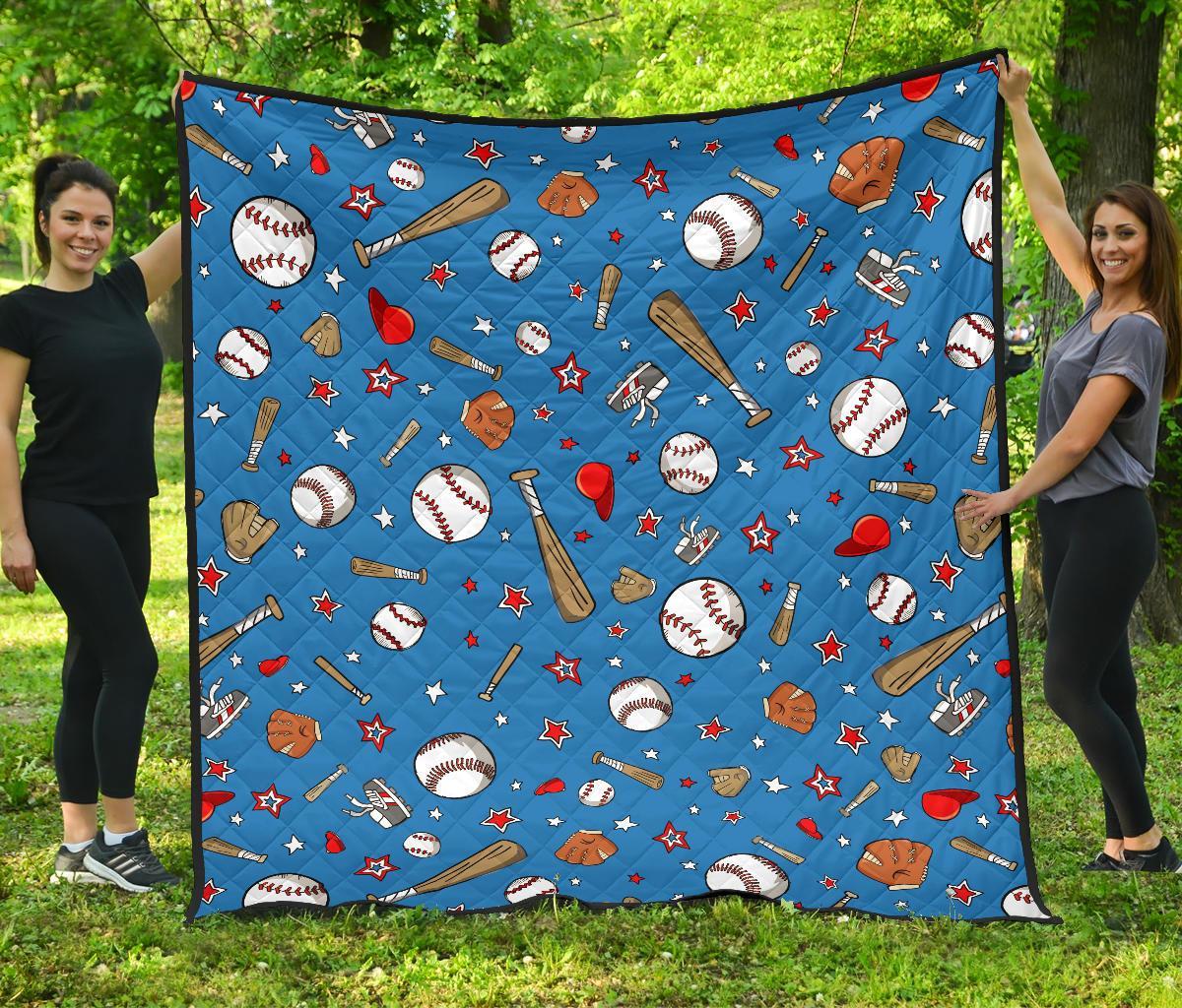 Baseball Pattern Print Quilt-grizzshop