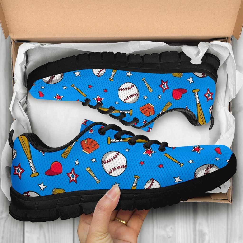 Baseball Pattern Print Sneaker Shoes For Men Women-grizzshop