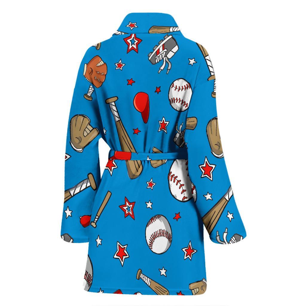 Baseball Pattern Print Women Long Robe-grizzshop