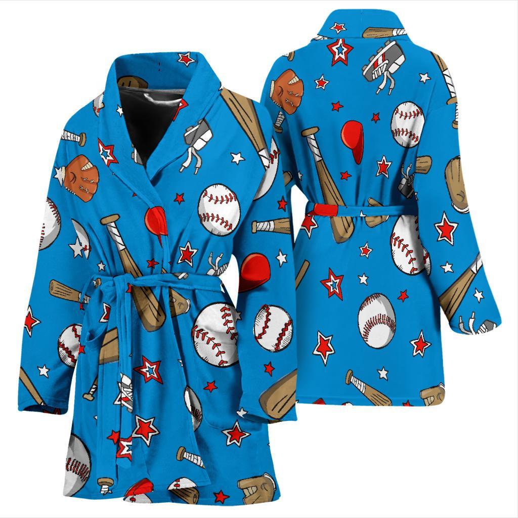 Baseball Pattern Print Women Long Robe-grizzshop