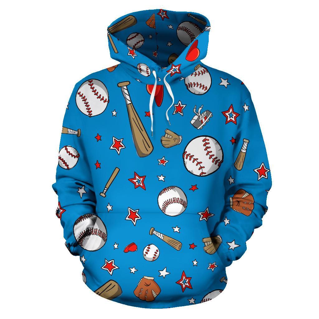 Baseball Pattern Print Women Men Pullover Hoodie-grizzshop