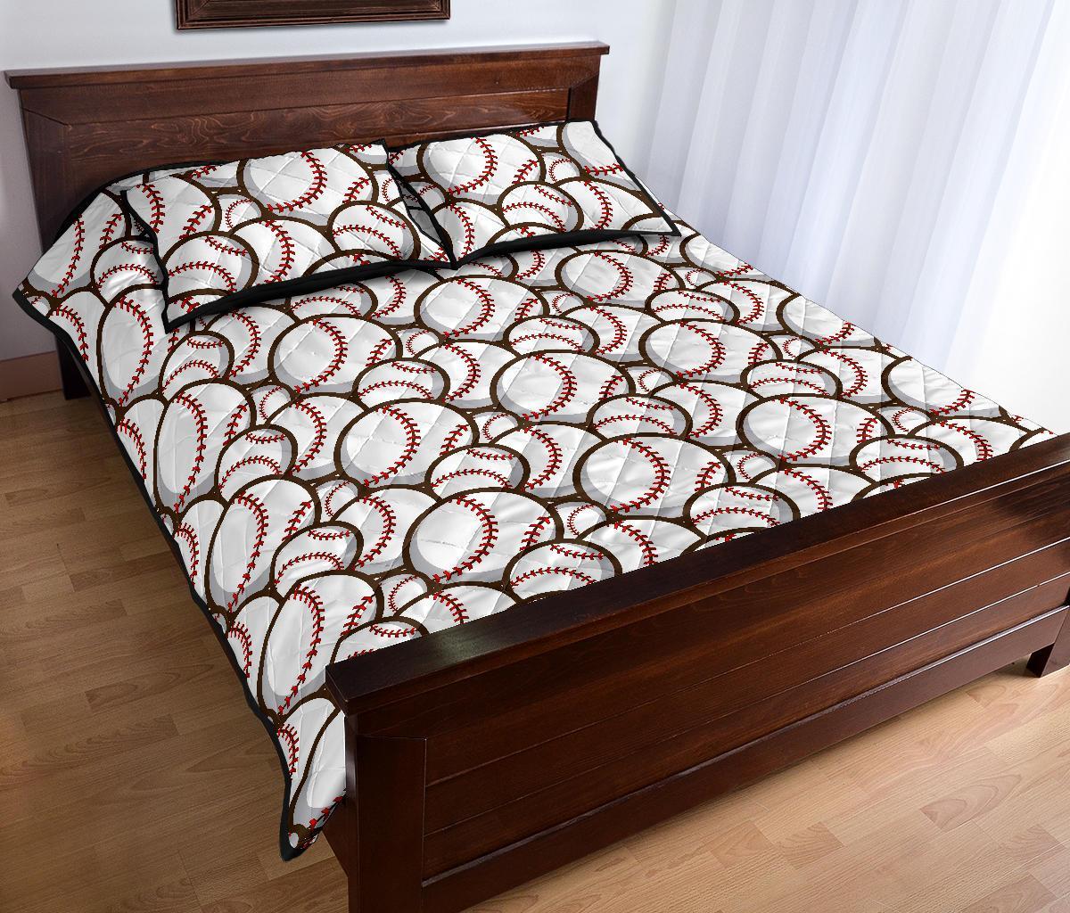 Baseball Print Pattern Bed Set Quilt-grizzshop