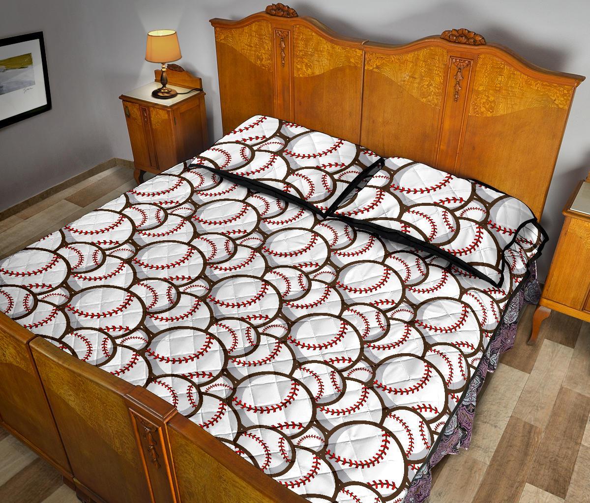 Baseball Print Pattern Bed Set Quilt-grizzshop