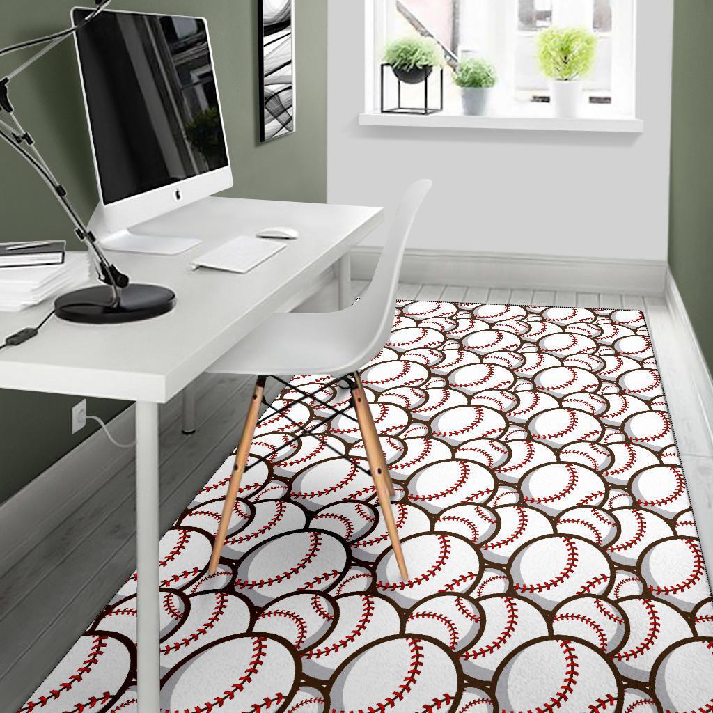 Baseball Print Pattern Floor Mat-grizzshop