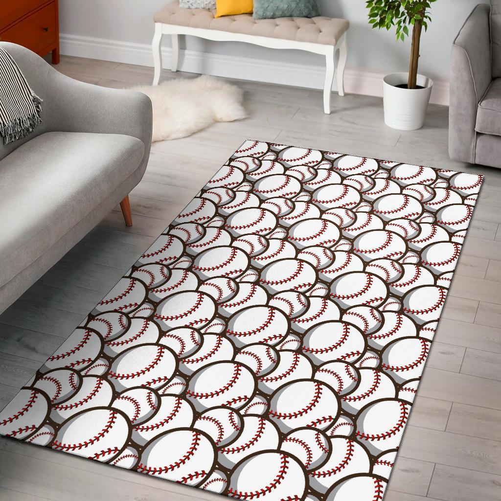 Baseball Print Pattern Floor Mat-grizzshop