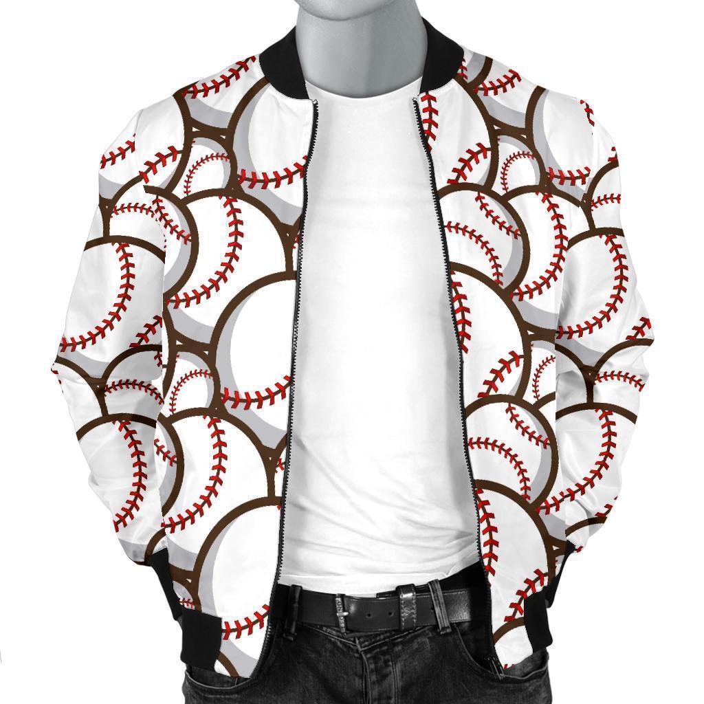 Baseball Print Pattern Men's Bomber Jacket-grizzshop