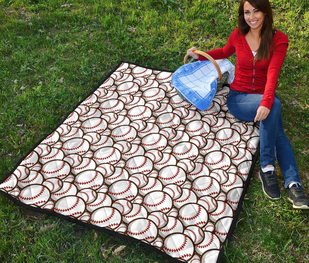 Baseball Print Pattern Quilt-grizzshop