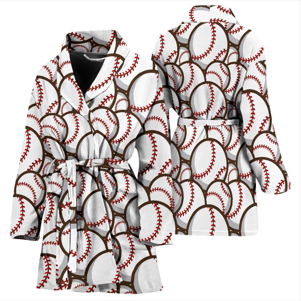 Baseball Print Pattern Women Long Robe-grizzshop