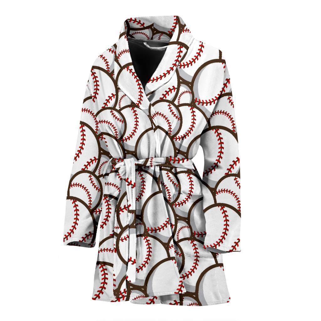 Baseball Print Pattern Women Long Robe-grizzshop