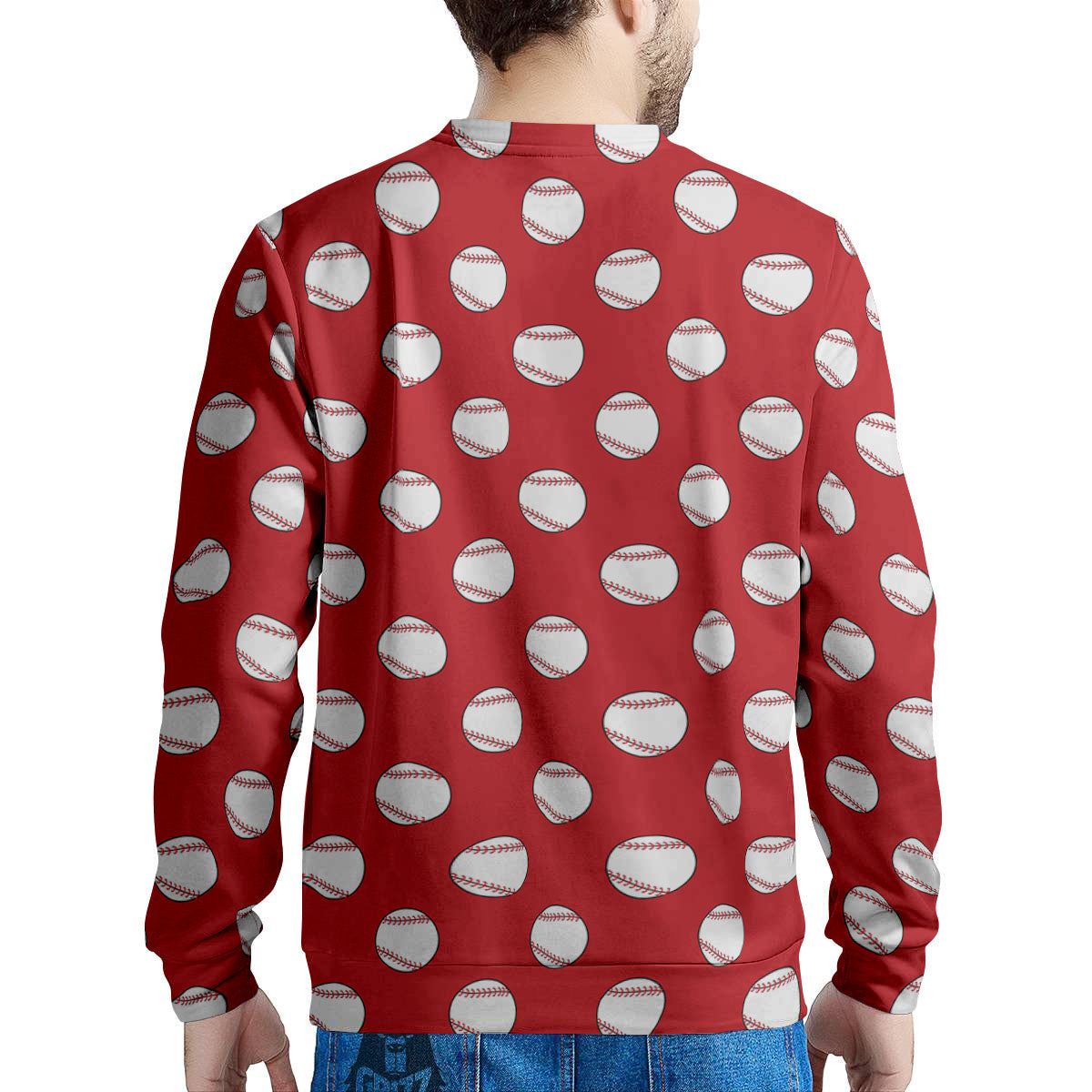 Baseball Red Print Pattern Men's Sweatshirt-grizzshop