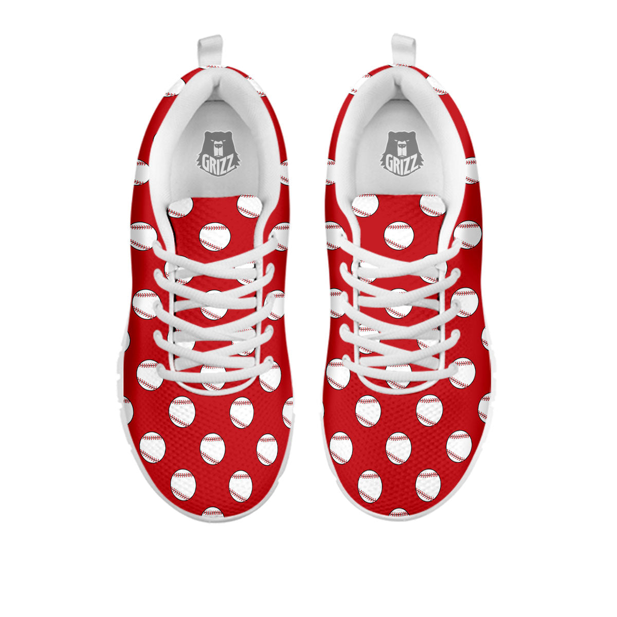 Baseball Red Print Pattern White Sneaker-grizzshop