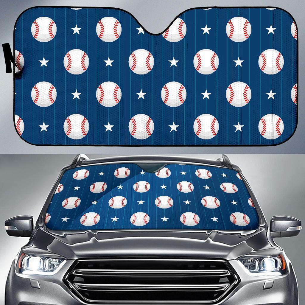 Baseball Star Pattern Print Car Sun Shade-grizzshop