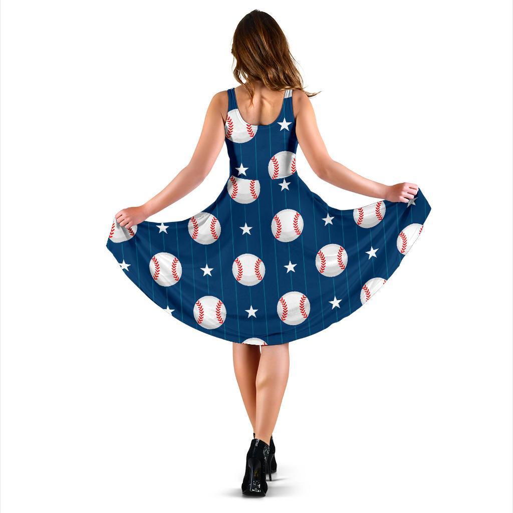 Baseball Star Pattern Print Dress-grizzshop