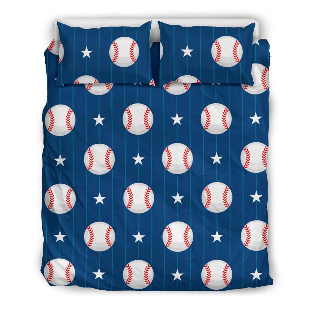 Baseball Star Pattern Print Duvet Cover Bedding Set-grizzshop