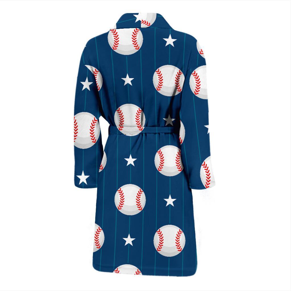 Baseball Star Pattern Print Men Long Robe-grizzshop