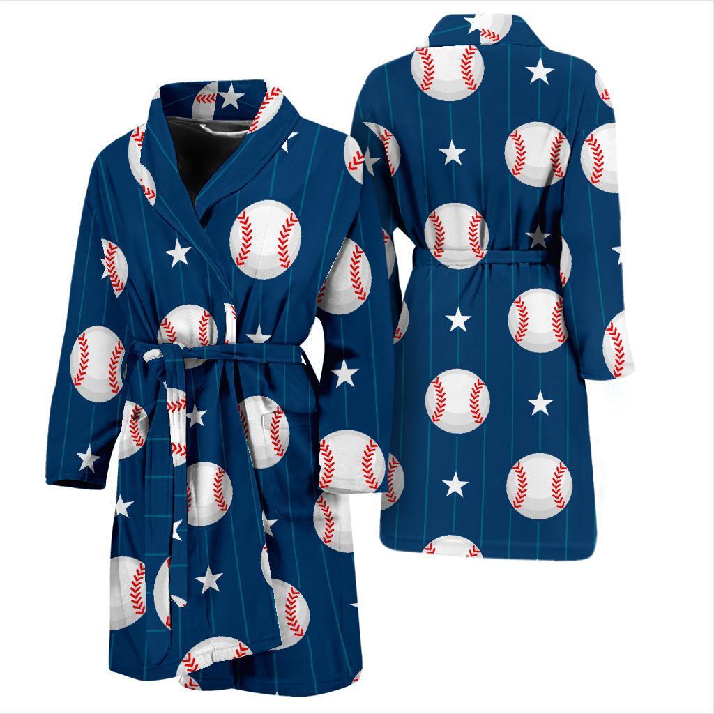 Baseball Star Pattern Print Men Long Robe-grizzshop