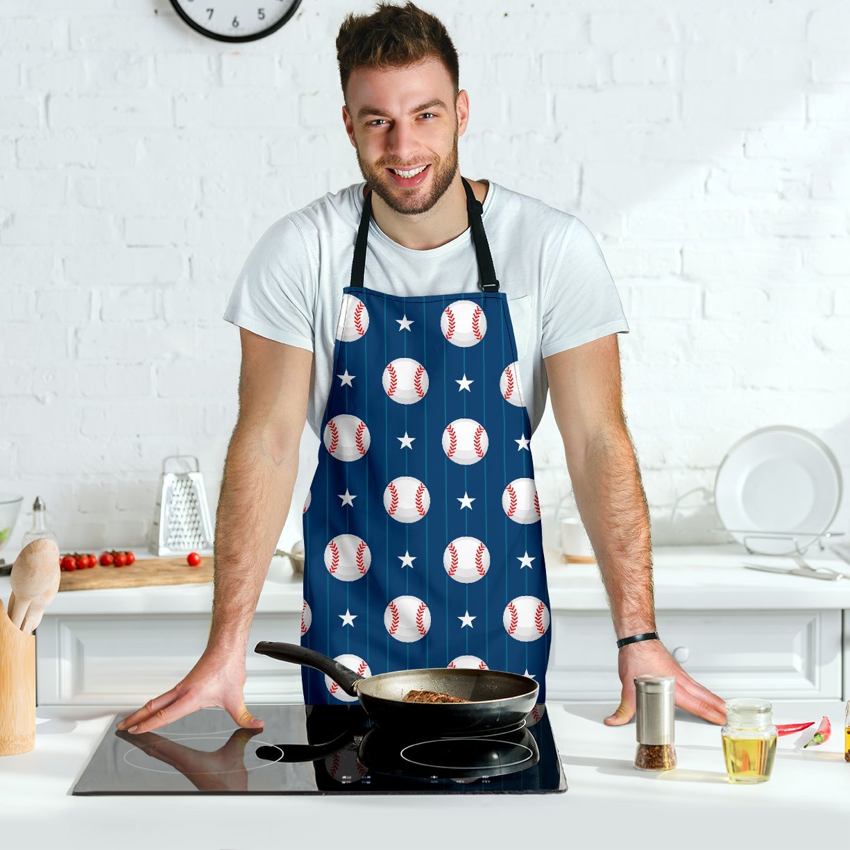 Baseball Star Pattern Print Men's Apron-grizzshop