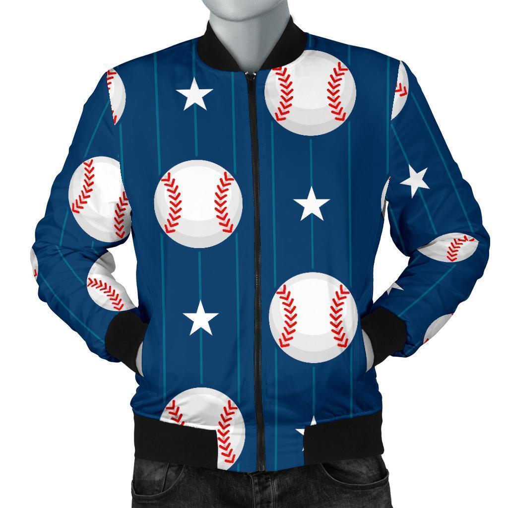 Baseball Star Pattern Print Men's Bomber Jacket-grizzshop