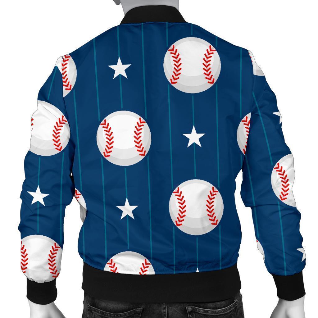 Baseball Star Pattern Print Men's Bomber Jacket-grizzshop