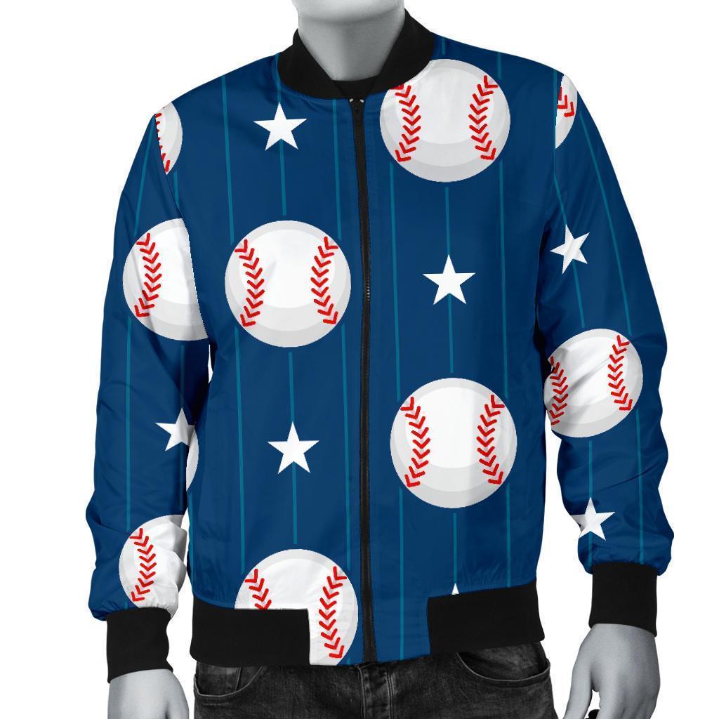 Baseball Star Pattern Print Men's Bomber Jacket-grizzshop