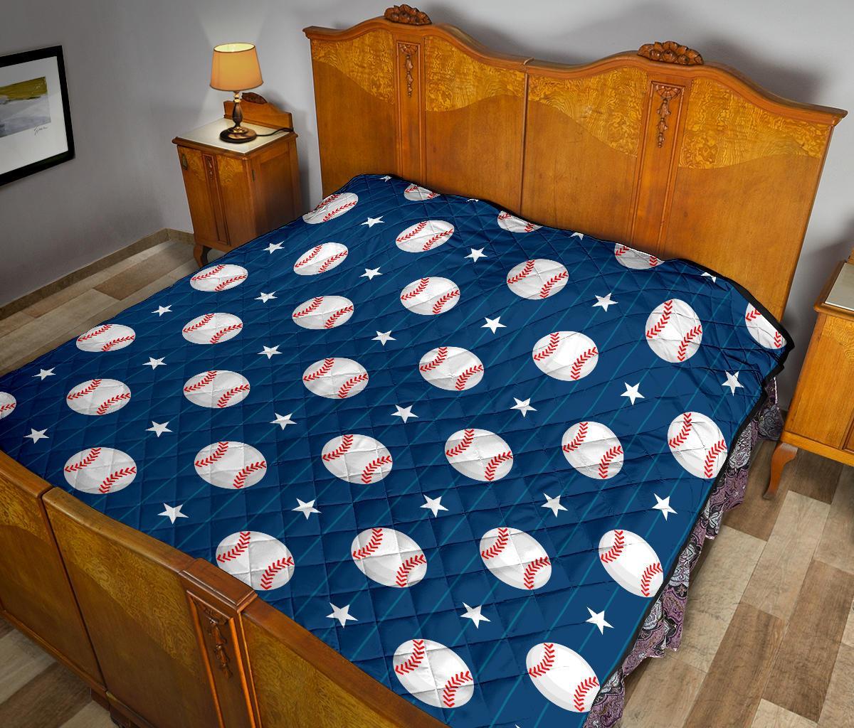 Baseball Star Pattern Print Quilt-grizzshop