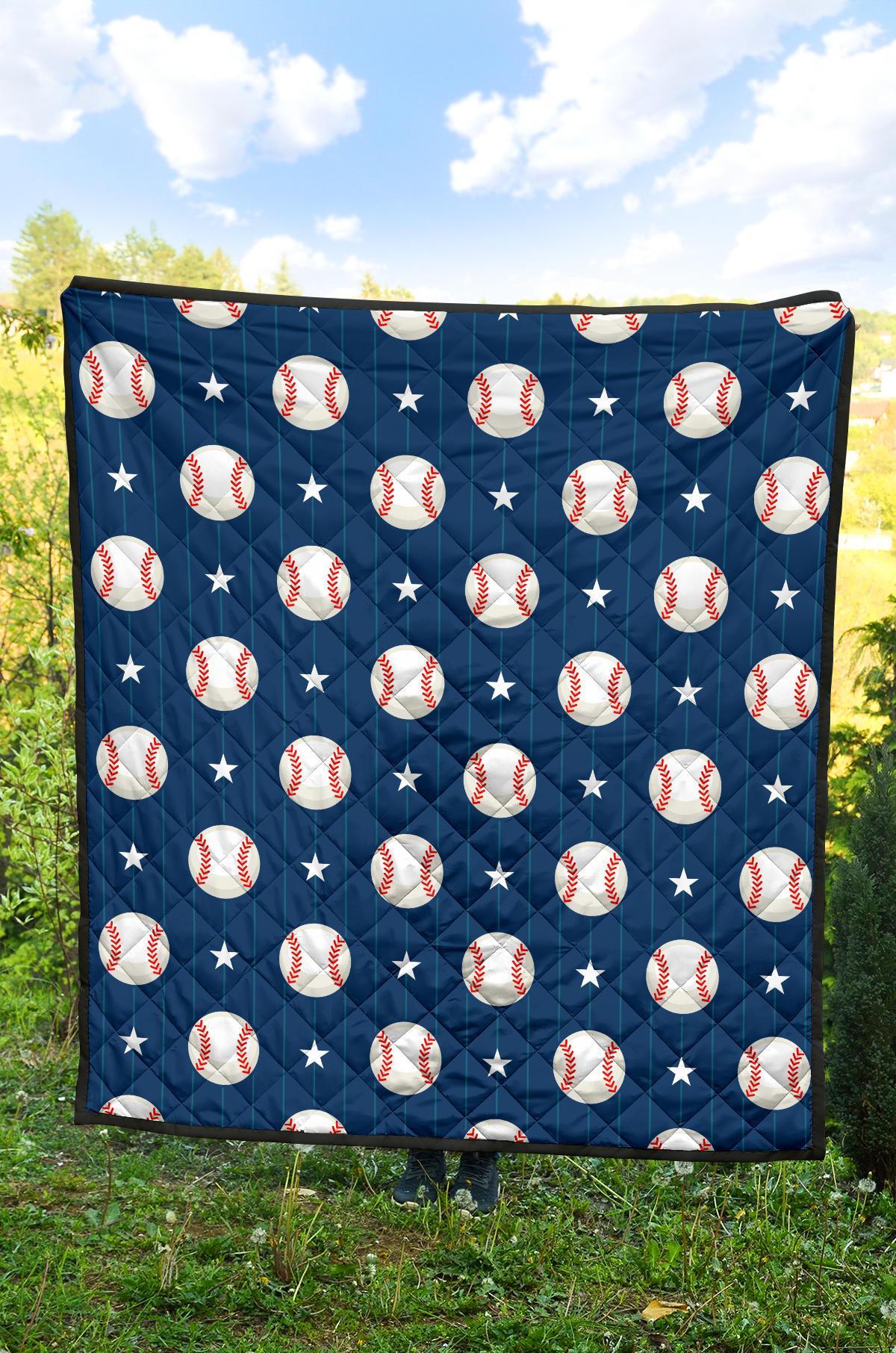 Baseball Star Pattern Print Quilt-grizzshop