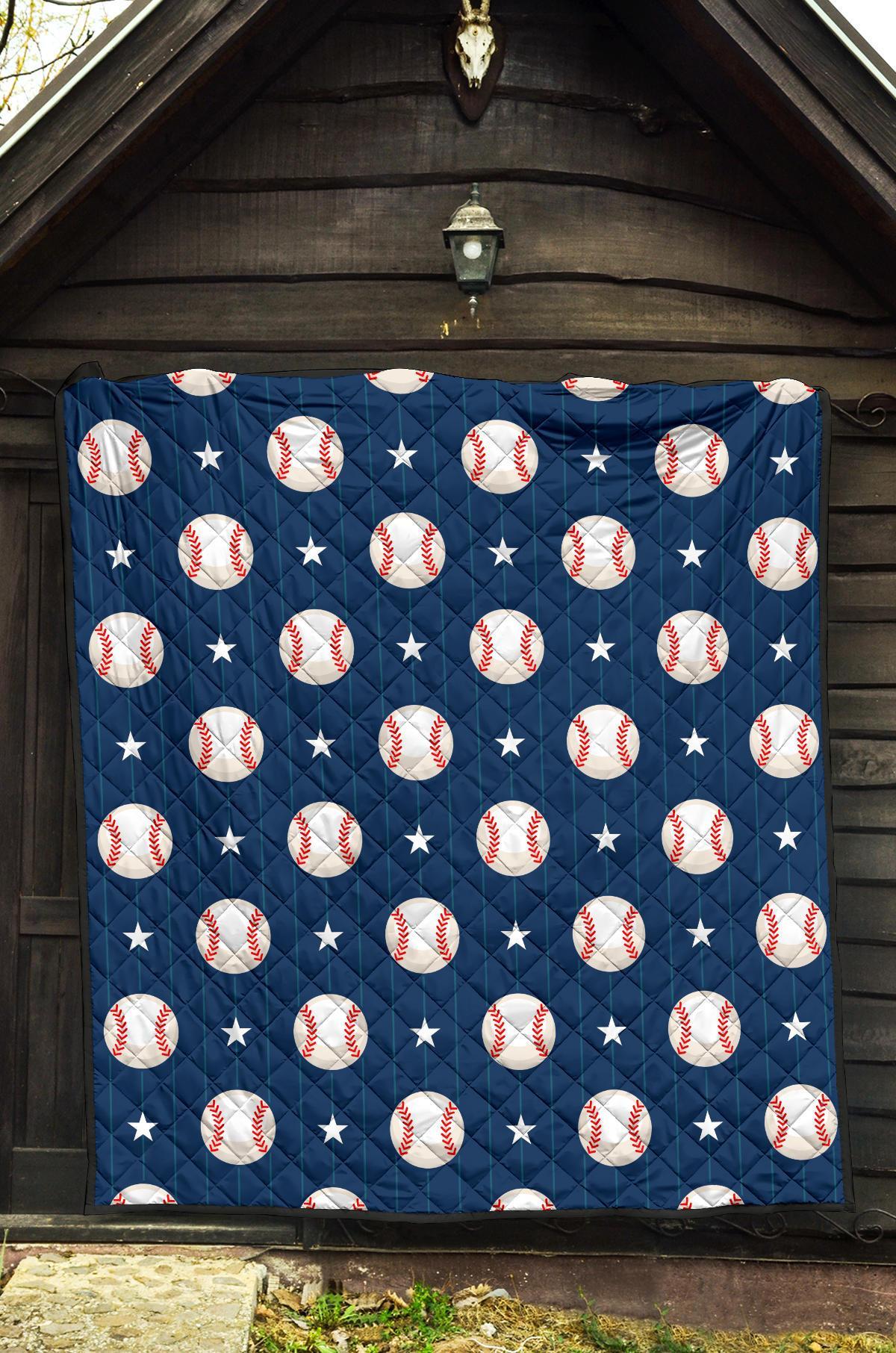 Baseball Star Pattern Print Quilt-grizzshop