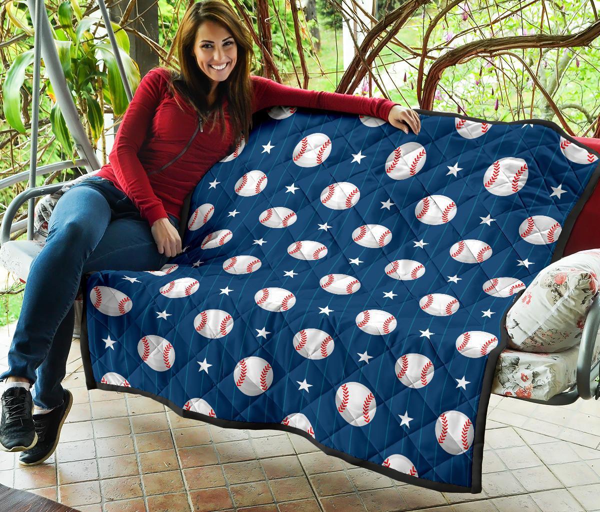 Baseball Star Pattern Print Quilt-grizzshop