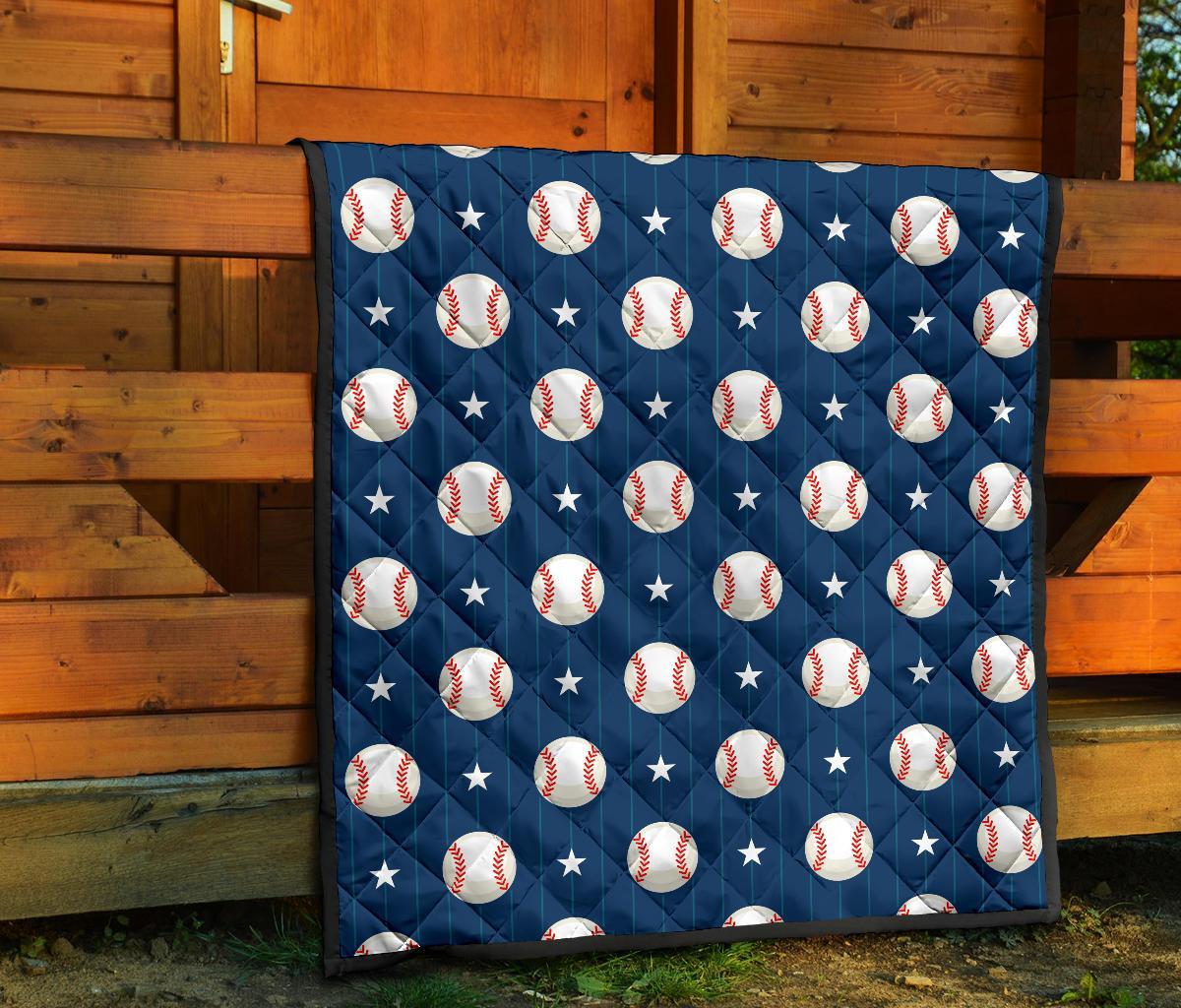 Baseball Star Pattern Print Quilt-grizzshop