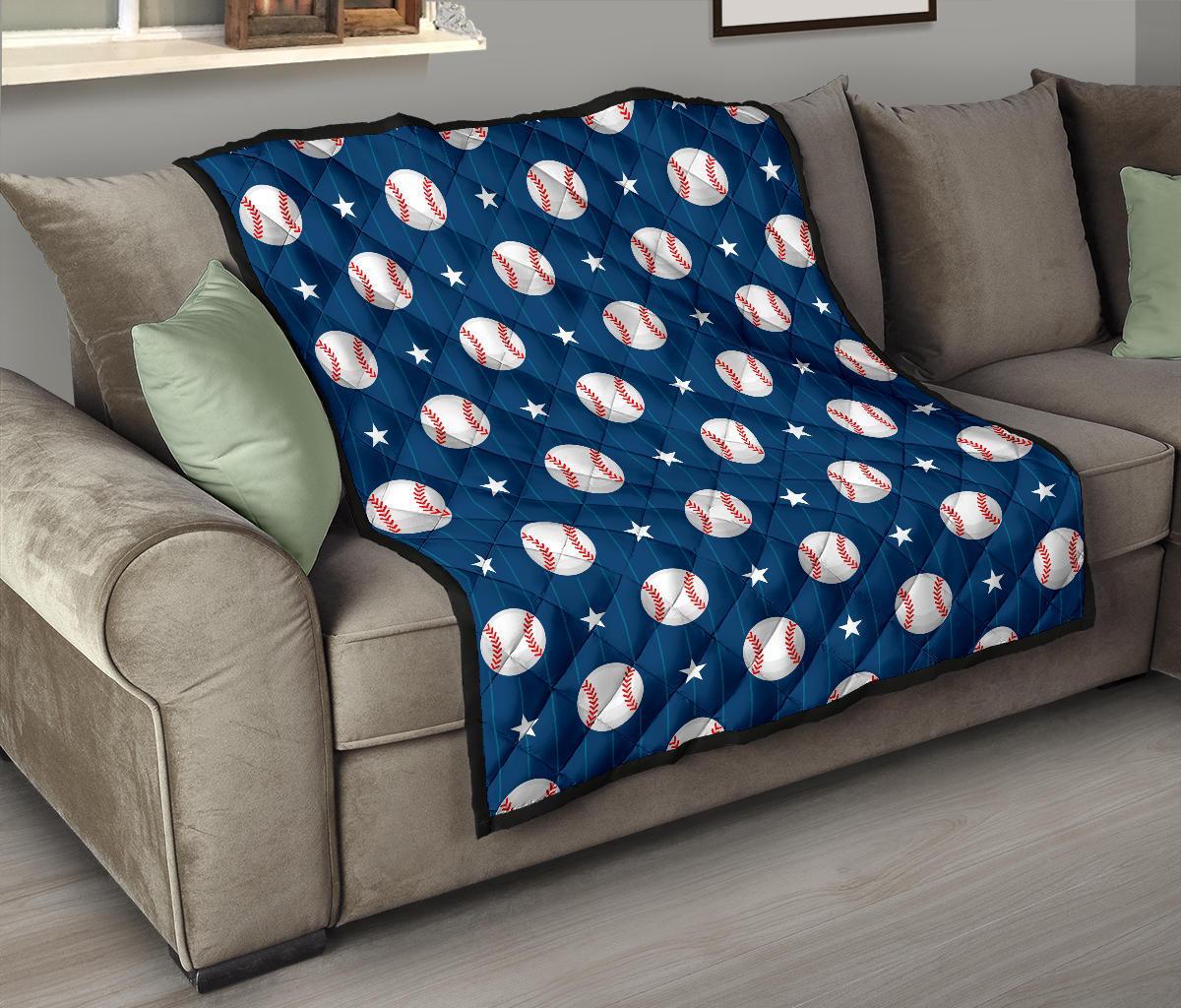 Baseball Star Pattern Print Quilt-grizzshop