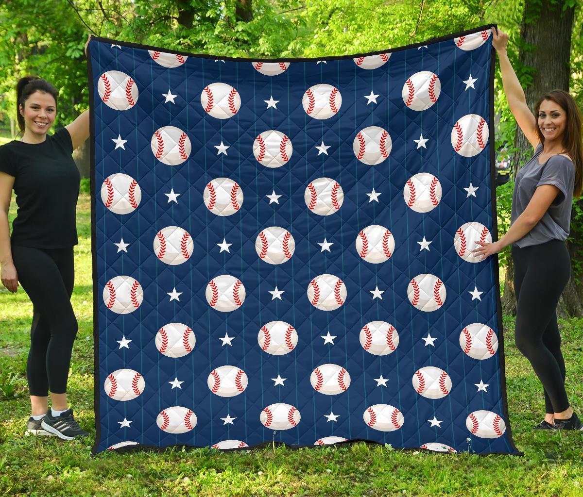 Baseball Star Pattern Print Quilt-grizzshop