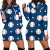 Baseball Star Pattern Print Women Hoodie Dress-grizzshop