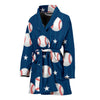 Baseball Star Pattern Print Women Long Robe-grizzshop