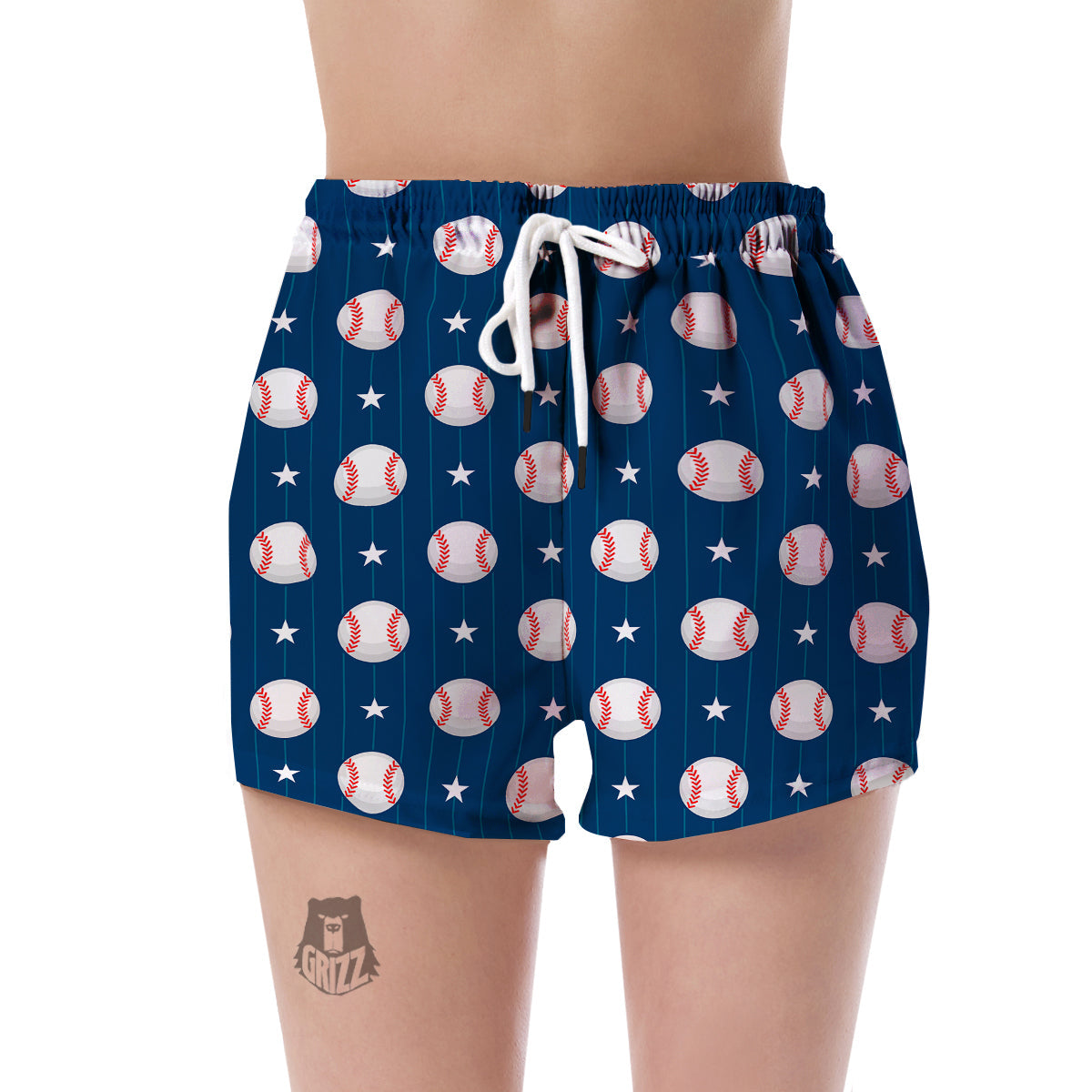 Baseball Star Pattern Print Women's Shorts-grizzshop