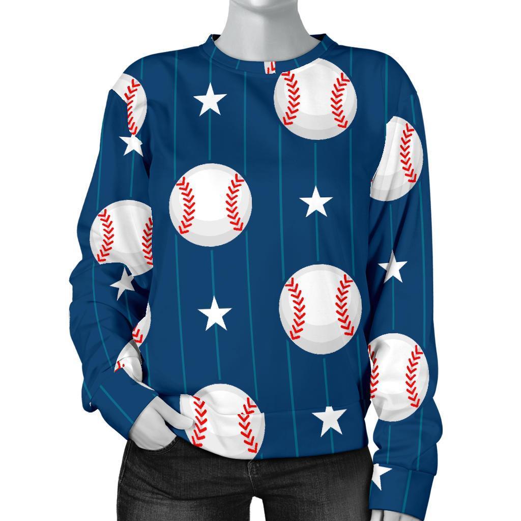 Baseball Star Pattern Print Women's Sweatshirt-grizzshop