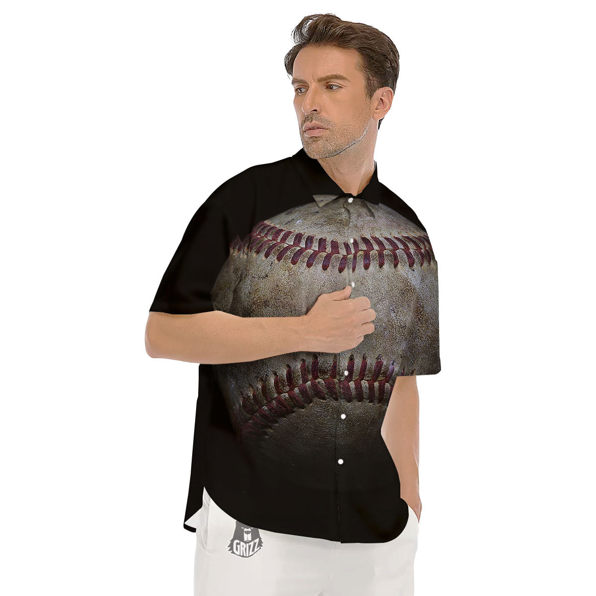 Baseballs Grunge Print Men's Short Sleeve Shirts-grizzshop