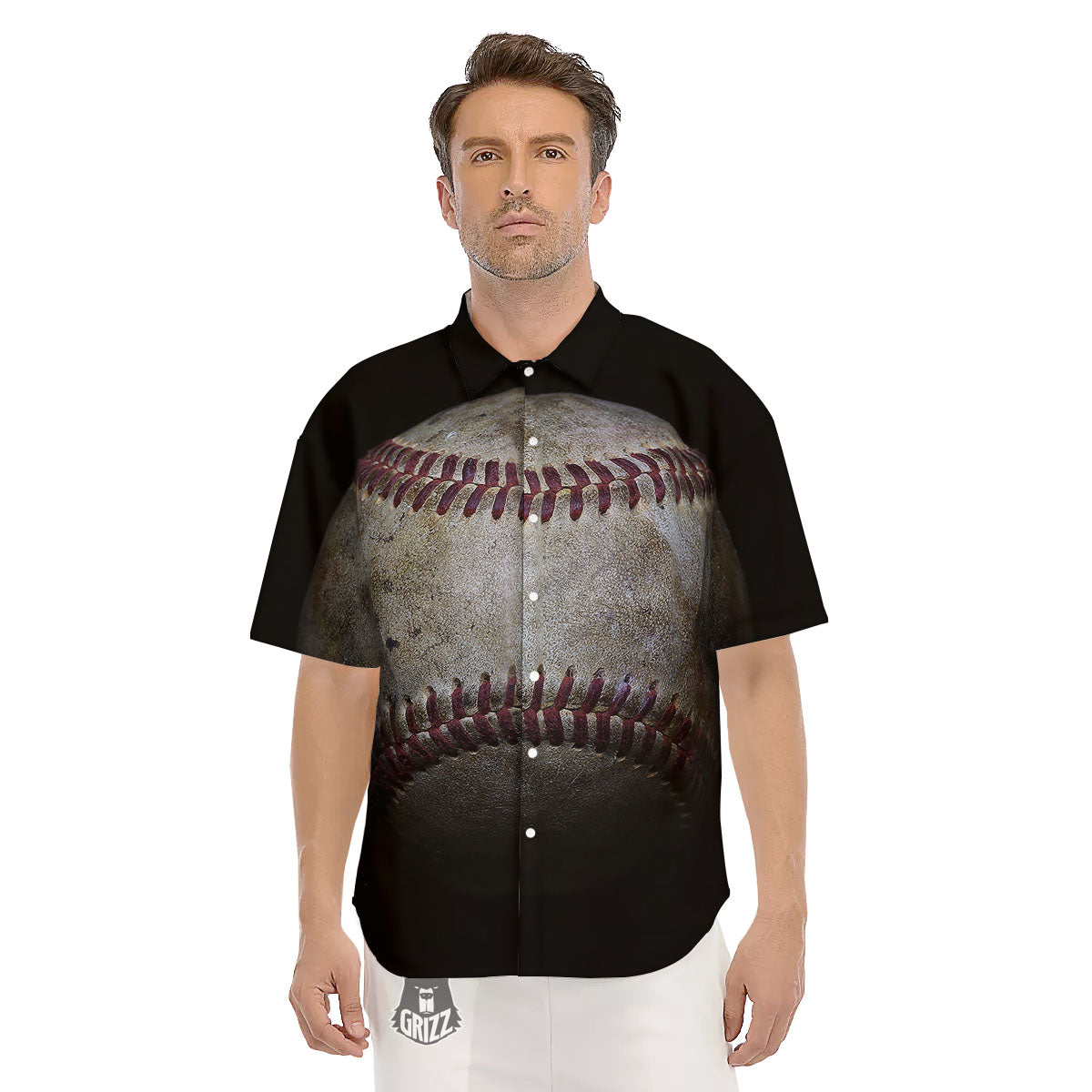 Baseballs Grunge Print Men's Short Sleeve Shirts-grizzshop