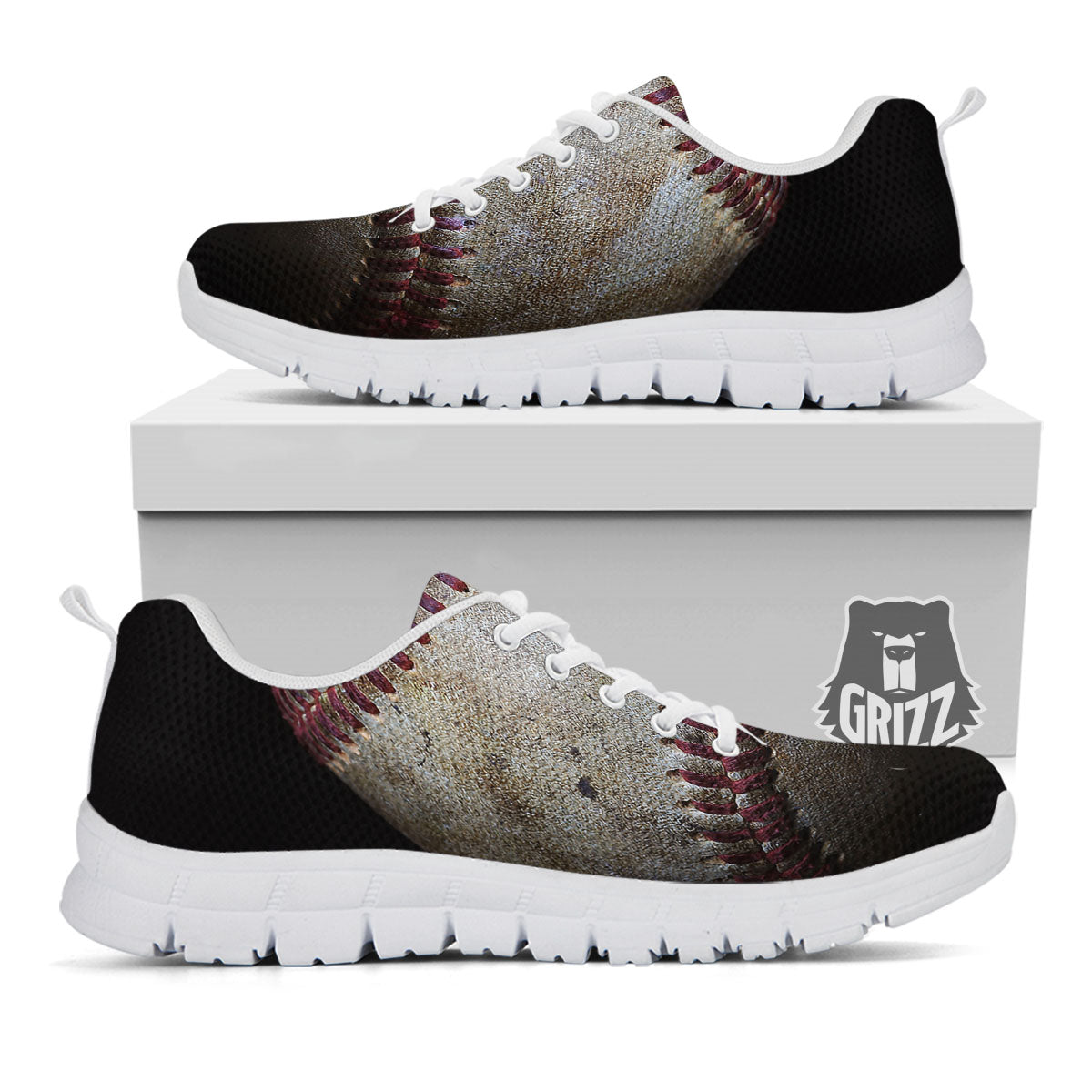 Baseballs Grunge Print White Sneaker-grizzshop