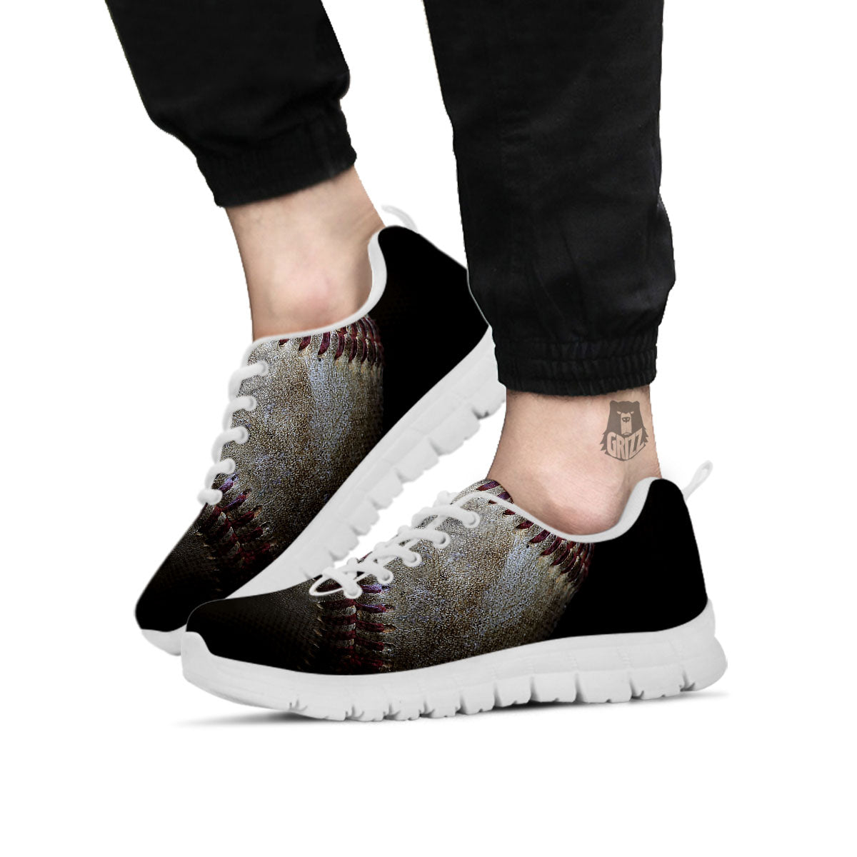 Baseballs Grunge Print White Sneaker-grizzshop