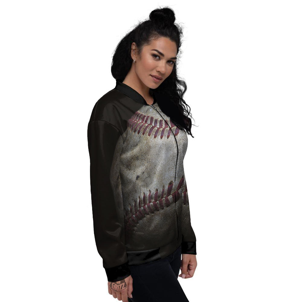 Baseballs Grunge Print Women's Bomber Jacket-grizzshop