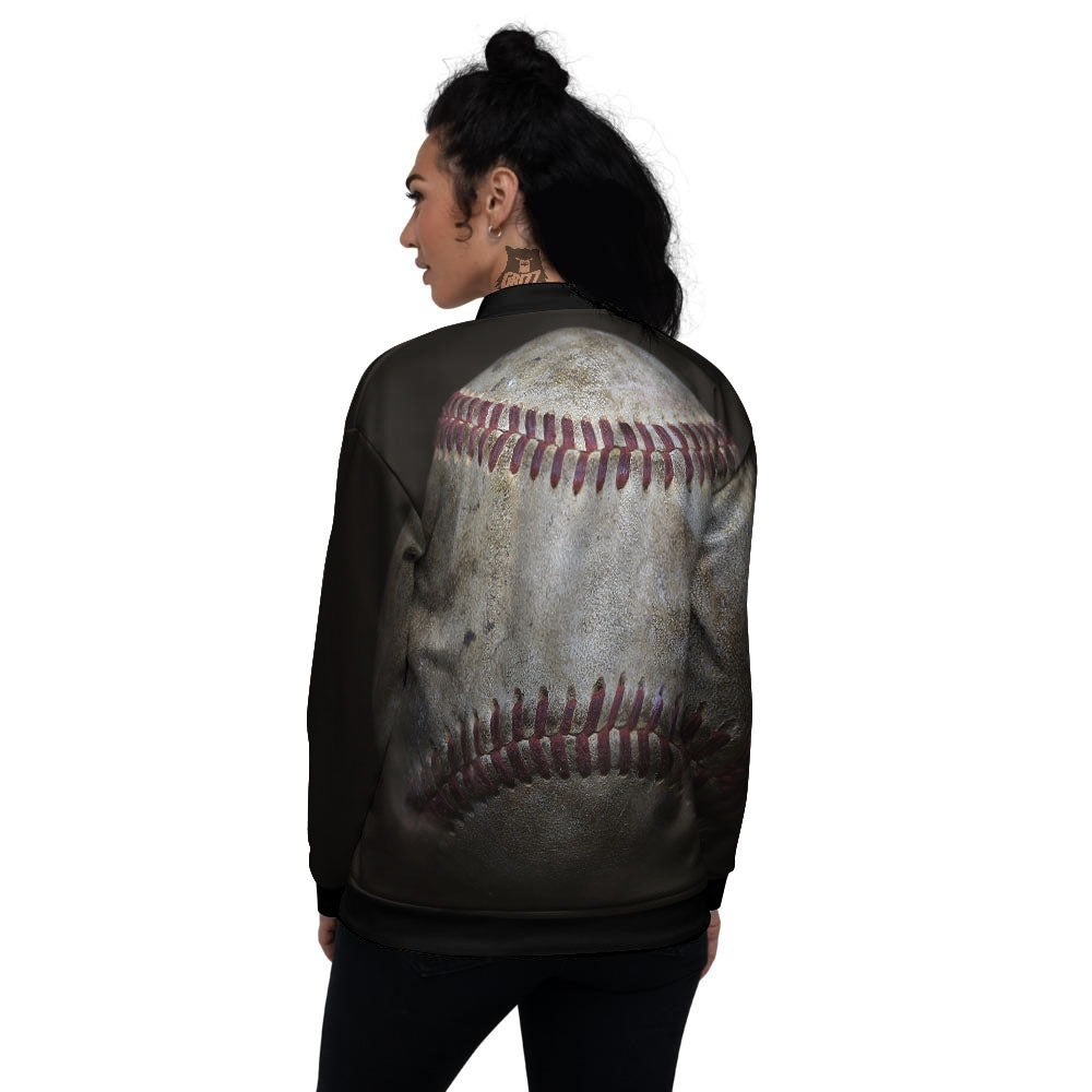 Baseballs Grunge Print Women's Bomber Jacket-grizzshop