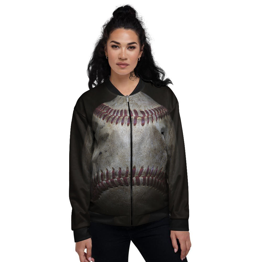 Baseballs Grunge Print Women's Bomber Jacket-grizzshop