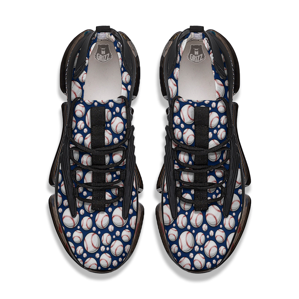 Baseballs Print Pattern Black Gym Shoes-grizzshop