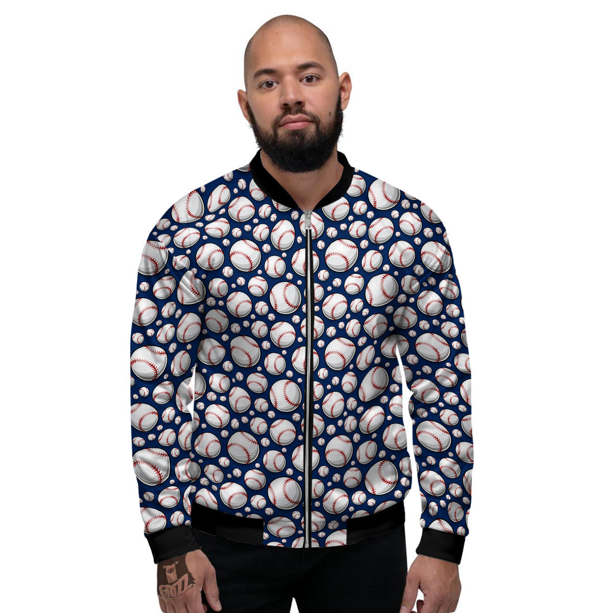 Baseballs Print Pattern Men's Bomber Jacket-grizzshop