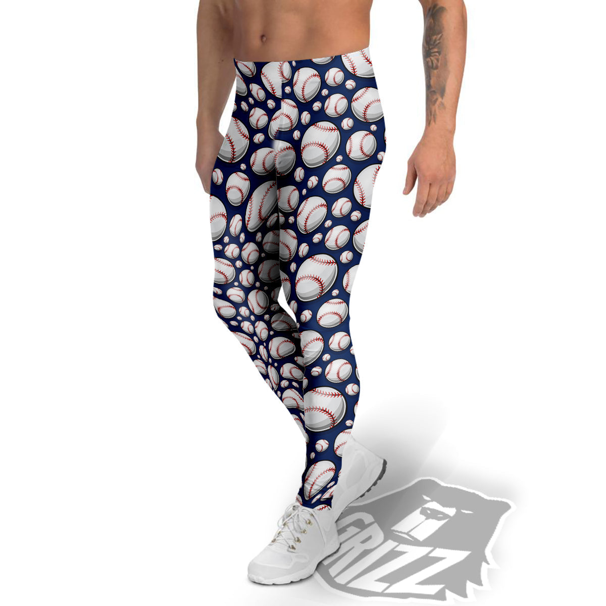 Baseballs Print Pattern Men's Leggings-grizzshop