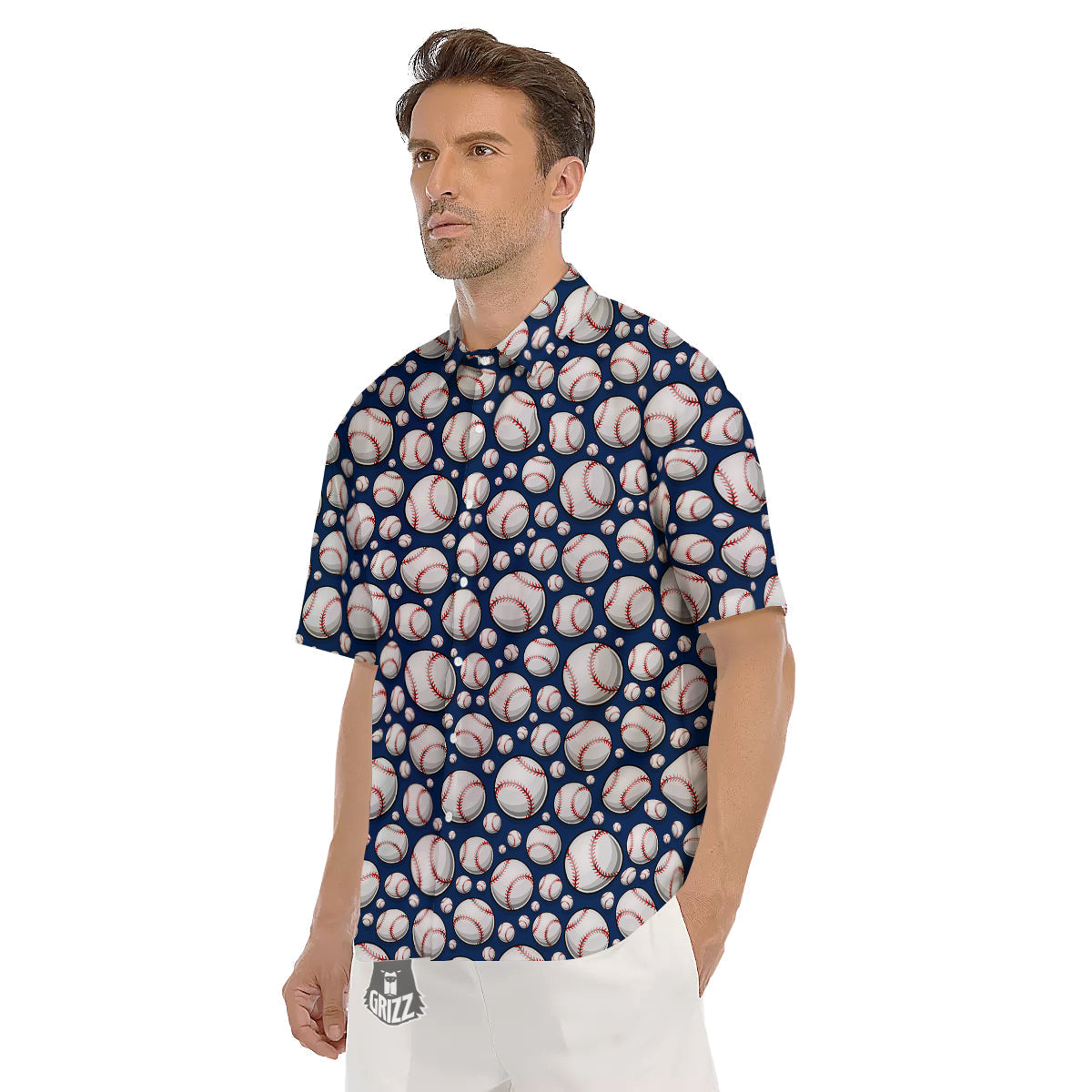 Baseballs Print Pattern Men's Short Sleeve Shirts-grizzshop